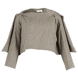 Chloé Houndstooth Cropped Cape Jacket in Multicolor Wool Other Python print