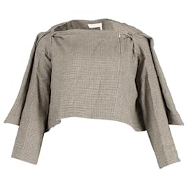 Chloé-Chloé Houndstooth Cropped Cape Jacket in Multicolor Wool-Other,Python print