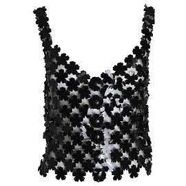 Canotta Paco Rabanne Flower Chain-Mail in poliuretano nero Nero
