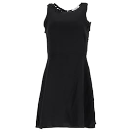 Sandro-Sandro Cut-Out Back Mini Dress in Black Polyester-Black