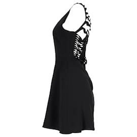 Sandro-Sandro Cut-Out Back Mini Dress in Black Polyester-Black