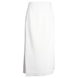 Loro Piana-Loro Piana Knit Midi Skirt in White Silk-White