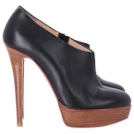 Christian Louboutin-Christian Louboutin Moulage Platform Ankle Boots in Black Leather-Black