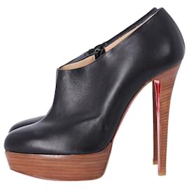 Christian Louboutin-Christian Louboutin Moulage Platform Ankle Boots in Black Leather-Black