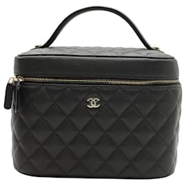 Chanel-Chanel Quilted Vanity Case in Black Caviar Leather-Black