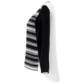 Sandro-Sandro Striped Top in Black and White Silk-Multiple colors
