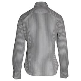Loro Piana-Loro Piana Striped Button-Up Shirt in White Cotton-White