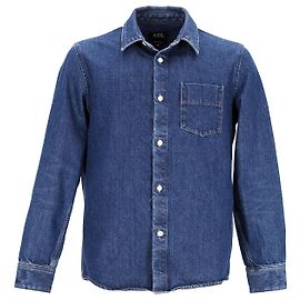 Apc BEIM.P.C. Vector Denim-Hemd mit Knöpfen aus blauer Baumwolle Andere