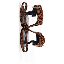 Saint Laurent-Saint Laurent Leopard Flat Sandals in Animal Print Pony Hair-Other