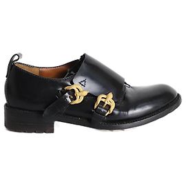 Valentino Garavani Valentino Serpentine Monk-Schuhe aus schwarzem Leder Schwarz