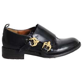 Valentino Garavani-Valentino Serpentine Monk Shoes in Black Leather-Black
