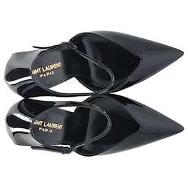 Saint Laurent-Saint Laurent Betty Ankle Strap Pumps in Black Patent Leather -Black