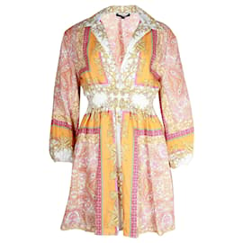 Maje-Maje Scarf-Print Dress In Multicolor Linen-Multiple colors