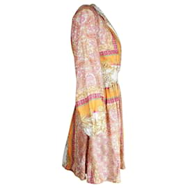 Maje-Maje-Kleid mit Schal-Print aus mehrfarbigem Leinen-Mehrfarben