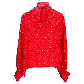 Maje Polka Dot Bow Shirt aus roter Viskose Rot