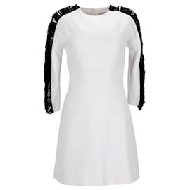 Sandro-Sandro Side Sleeve Fringe Dress in White Polyester-White