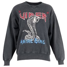 Anine Bing Viper Pullover aus anthrazitfarbener Baumwolle Anthrazitgrau