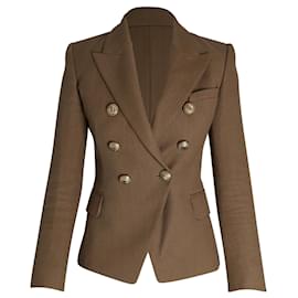 Gefütterter Balmain-Blazer aus brauner Baumwolle Braun