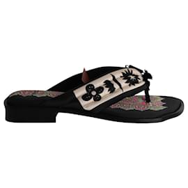 Etro-Etro Quilted Strap Printed Flip Flops in Multicolor Silk-Other,Python print