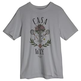 Casablanca-Casablanca Casa Way Graphic-Print T-Shirt in White Organic Cotton-White