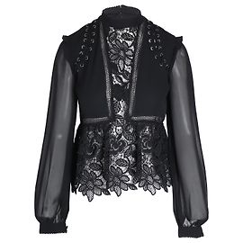 Self portrait Self-Portrait Sheer Top in Black Polyester Black