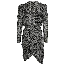 Isabel Marant-Isabel Marant Issolya Ruched Printed Metallic Fil Coupé Dress in Multicolor Viscose-Multiple colors