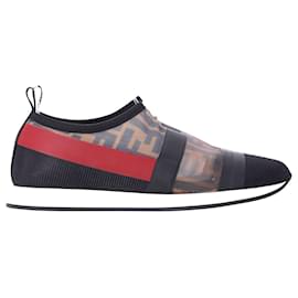 Fendi-Fendi Zucca Logo Slip-On Sneakers in Multicolor Technical Mesh-Multiple colors