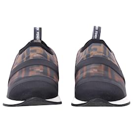 Fendi-Fendi Zucca Logo Slip-On Sneakers in Multicolor Technical Mesh-Multiple colors