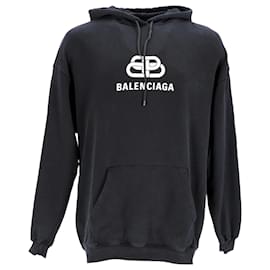 Balenciaga-Balenciaga Logo Hoodie in Black Cotton-Black