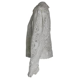 Ulla Johnson-Blusa de manga larga de encaje Anabella de Ulla Johnson en algodón blanco-Blanco