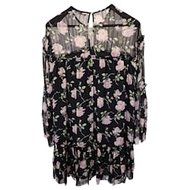 Ulla Johnson-Ulla Johnson Dahlia Floral Mini Dress in Black Silk-Black