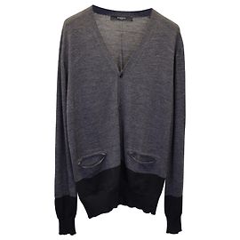Cardigan com botão frontal Givenchy em lã cinza escuro Cinza