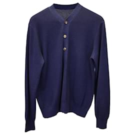 Missoni-Missoni Long Sleeve Sweater in Navy Blue Cashmere-Navy blue