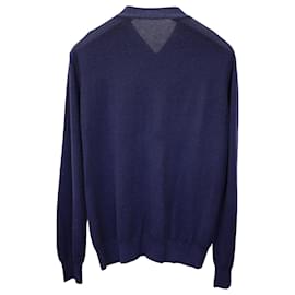 Missoni-Missoni Long Sleeve Sweater in Navy Blue Cashmere-Navy blue