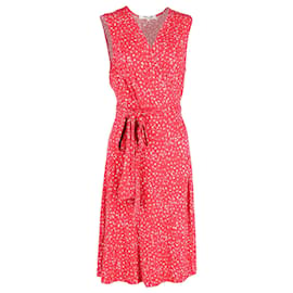 Diane Von Furstenberg-Diane Von Furstenberg Jasmine Floral Print Wrap Dress in Red Viscose-Red