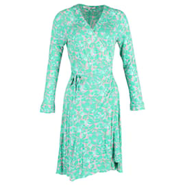 Diane Von Furstenberg-Diane Von Furstenberg Karina Printed Wrap Dress in Green Silk-Other