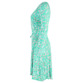 Diane Von Furstenberg-Diane Von Furstenberg Karina Printed Wrap Dress in Green Silk-Other