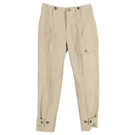 Chloé-Chloé Canvas Tapered Pants in Khaki Cotton-Green,Khaki