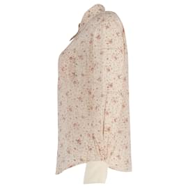 Chloé-Blusa Chloé con stampa micro fiori in seta color crema-Bianco,Crudo