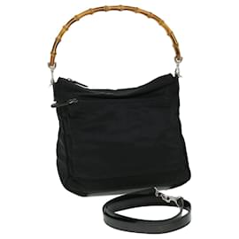 Gucci-GUCCI Bamboo Shoulder Bag Nylon 2way Black 000205805095 Auth ep1372-Black
