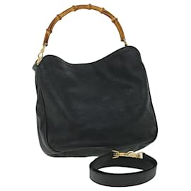 Gucci-GUCCI Bambou Sac à Bandoulière Cuir 2façon noir 001 1781 1638 auth 51015-Noir