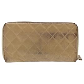 Chanel Brown Metallic CC Logo Long Zip Around Wallet