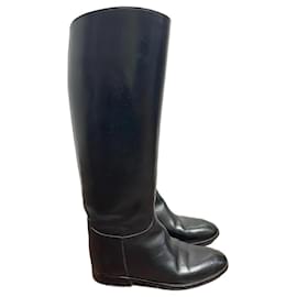 Hermès-HERMES  Boots T.eu 37.5 leather-Black