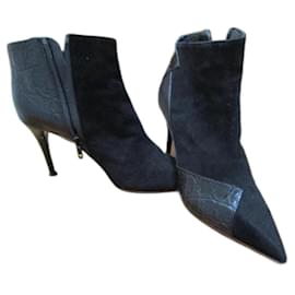 Chloé-Botas de couro preto, Pointure 36.-Preto