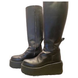 Valentino VLogo leather wedge boots black Black