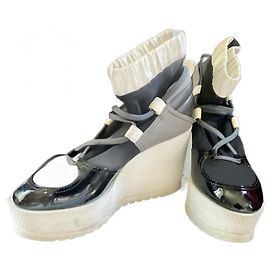 Botas de plataforma con cuña Chanel negro blanco gris Negro Blanco Gris