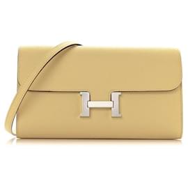 Hermès-Wallets-Yellow,Silver hardware