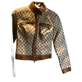 Gucci-Biker jackets-Brown,Beige