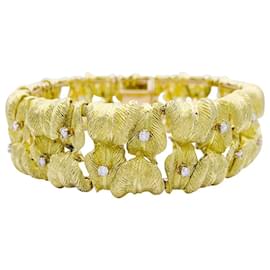 inconnue-Vintage yellow gold “Foliage” bracelet, diamants.-Other