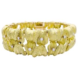 inconnue-Pulseira vintage “Foliage” em ouro amarelo, diamantes.-Outro